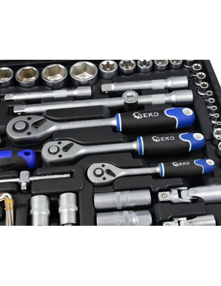 Zestaw kluczy nasadowych 1/4" 1/2" 3/8" CrV 216 el. GEKO - G10158 - GEKO - 2