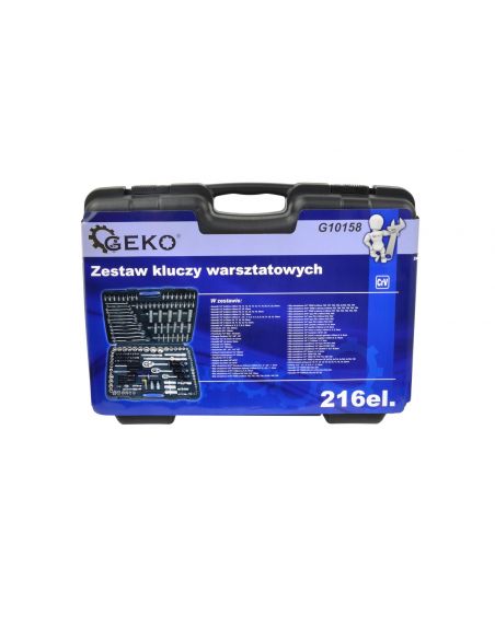 Zestaw kluczy nasadowych 1/4" 1/2" 3/8" CrV 216 el. GEKO - G10158 - GEKO - 12