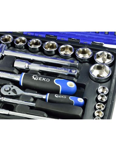 Zestaw kluczy nasadowych 1/4" 1/2" CrV 94 el. GEKO - G10100 - GEKO - 4