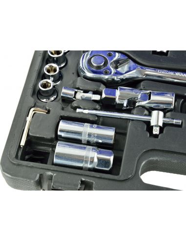 Zestaw kluczy nasadowych 1/4" 1/2" CrV 94 el. GEKO - G10100 - GEKO - 6