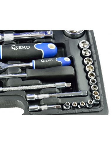 Zestaw kluczy nasadowych 1/4" 1/2" CrV 94 el. GEKO - G10100 - GEKO - 7