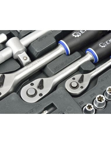 Zestaw kluczy nasadowych 1/4" 1/2" 3/8" CrV 138 el. GEKO - G10155 - GEKO - 4