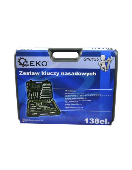 Zestaw kluczy nasadowych 1/4" 1/2" 3/8" CrV 138 el. GEKO - G10155 - GEKO - 7