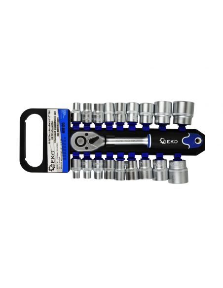 Zestaw kluczy nasadowych 1/2" CrV 19 el. GEKO - G10103 - GEKO - 1