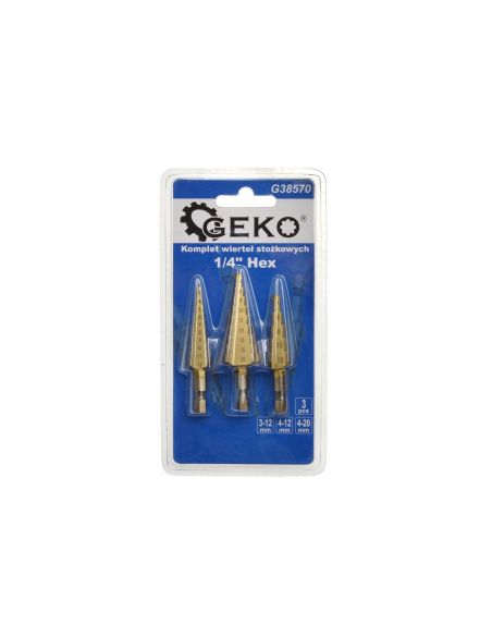 Zestaw wierteł stożkowych 1/4" HSS 3 szt. GEKO - G38570 - GEKO - 3