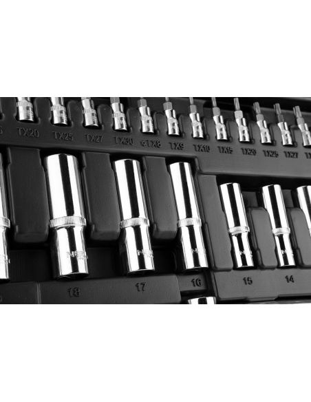 Klucze nasadowe 1/2", 3/8", 1/4", zestaw 182 szt. Neo Tools - 10-074 - NEO Tools - 4