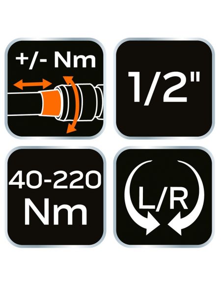 Klucz dynamometryczny dwukierunkowy 1/2", 40-220Nm Neo Tools - 08-835 - NEO Tools - 8