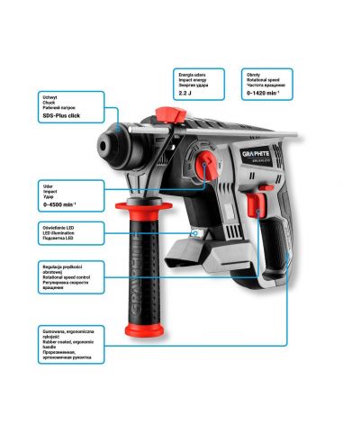 Młotowiertarka akumulatorowa Energy+ 18V Graphite - 58G027 - Graphite - 11