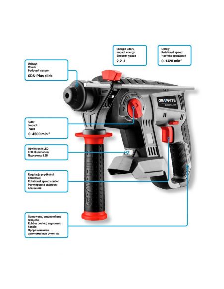 Młotowiertarka akumulatorowa Energy+ 18V Graphite - 58G027 - Graphite - 11