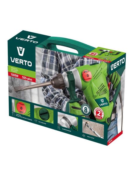 Młot udarowy Verto SDS + 1500 W w walizce - 50G390 - Graphite - 15