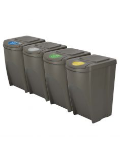 Kosze do segregacji śmieci Sortibox 4x35 l szare - zestaw - IKWB35S4-405U - Prosperplast - 1