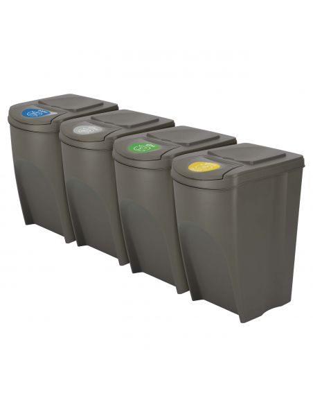 Kosze do segregacji śmieci Sortibox 4x35 l szare - zestaw - IKWB35S4-405U - Prosperplast - 1