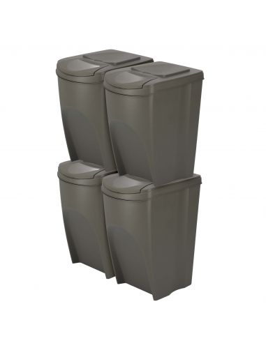 Kosze do segregacji śmieci Sortibox 4x35 l szare - zestaw - IKWB35S4-405U - Prosperplast - 2