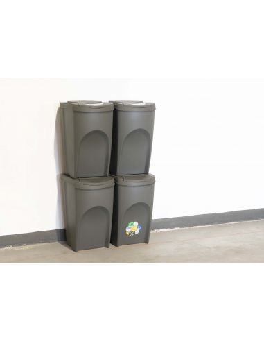 Kosze do segregacji śmieci Sortibox 4x35 l szare - zestaw - IKWB35S4-405U - Prosperplast - 5