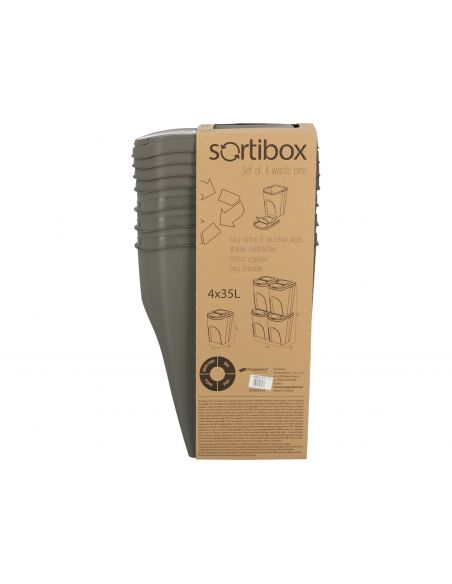 Kosze do segregacji śmieci Sortibox 4x35 l szare - zestaw - IKWB35S4-405U - Prosperplast - 12