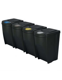 Kosze do segregacji śmieci Sortibox 4x35 l antracytowe - zestaw - IKWB35S4-S433 - Prosperplast - 1