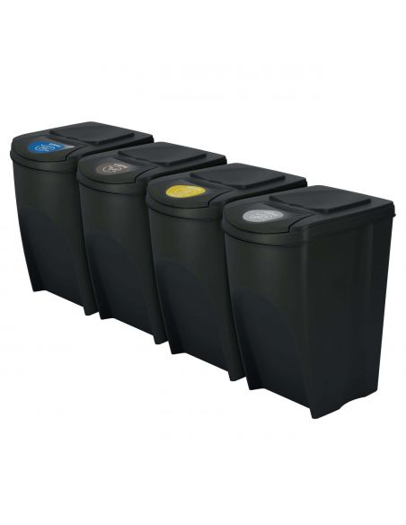 Kosze do segregacji śmieci Sortibox 4x35 l antracytowe - zestaw - IKWB35S4-S433 - Prosperplast - 1