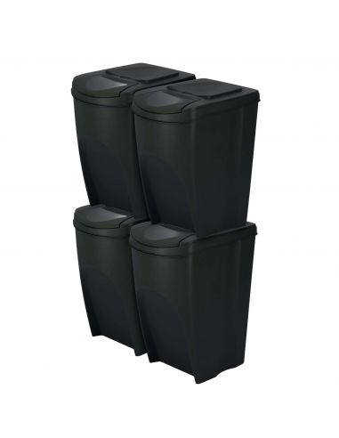 Kosze do segregacji śmieci Sortibox 4x35 l antracytowe - zestaw - IKWB35S4-S433 - Prosperplast - 2