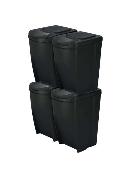 Kosze do segregacji śmieci Sortibox 4x35 l antracytowe - zestaw - IKWB35S4-S433 - Prosperplast - 2