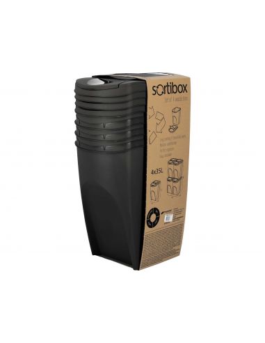 Kosze do segregacji śmieci Sortibox 4x35 l antracytowe - zestaw - IKWB35S4-S433 - Prosperplast - 10