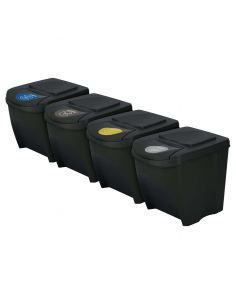 Kosze do segregacji śmieci Sortibox 4x25 l antracytowe - zestaw - IKWB25S4-S433 - Prosperplast - 1