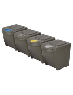 Kosze do segregacji śmieci Sortibox 4x25 l szare - zestaw - IKWB25S4-405U - Prosperplast - 1