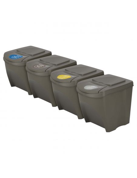 Kosze do segregacji śmieci Sortibox 4x25 l szare - zestaw - IKWB25S4-405U - Prosperplast - 1