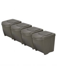 Kosze do segregacji śmieci Sortibox 4x25 l szare - zestaw - IKWB25S4-405U - Prosperplast - 1 2