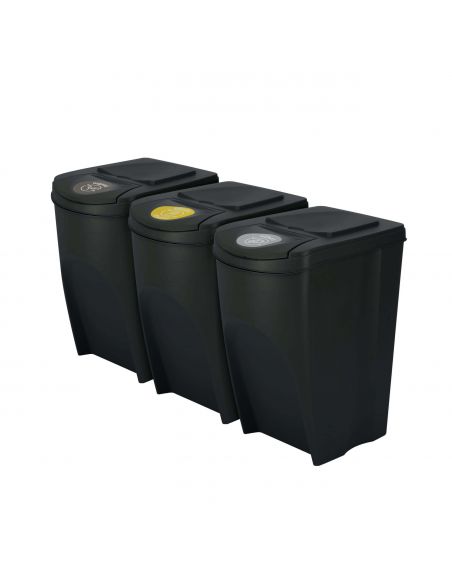 Kosze do segregacji śmieci Sortibox 3x35 l antracytowe - zestaw - IKWB35S3-S433 - Prosperplast - 1