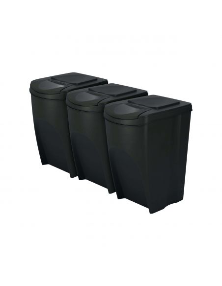 Kosze do segregacji śmieci Sortibox 3x35 l antracytowe - zestaw - IKWB35S3-S433 - Prosperplast - 2