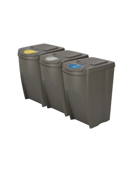 Kosze do segregacji śmieci Sortibox 3x35 l szare - zestaw - IKWB35S3-405U - Prosperplast - 1