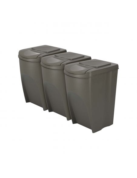 Kosze do segregacji śmieci Sortibox 3x35 l szare - zestaw - IKWB35S3-405U - Prosperplast - 2