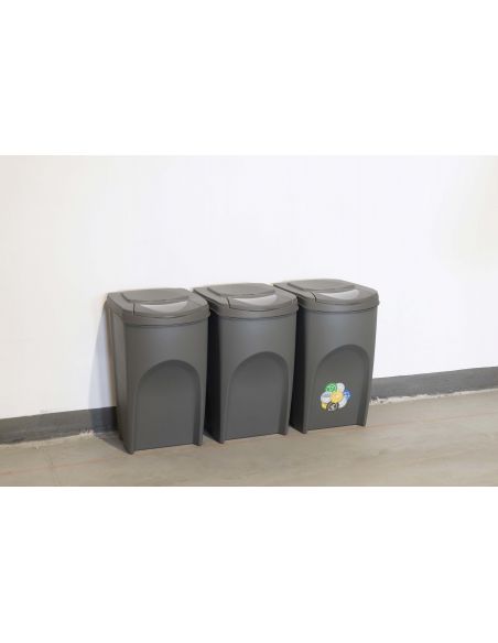 Kosze do segregacji śmieci Sortibox 3x35 l szare - zestaw - IKWB35S3-405U - Prosperplast - 3