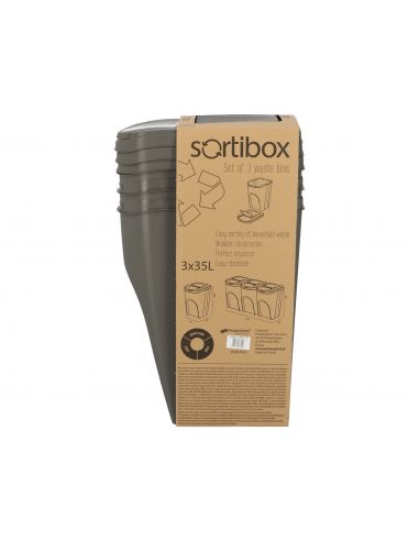 Kosze do segregacji śmieci Sortibox 3x35 l szare - zestaw - IKWB35S3-405U - Prosperplast - 11