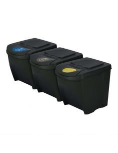 Kosze do segregacji śmieci Sortibox 3x25 l antracytowe - zestaw - IKWB25S3-S433 - Prosperplast - 1