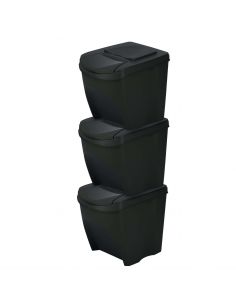 Kosze do segregacji śmieci Sortibox 3x25 l antracytowe - zestaw - IKWB25S3-S433 - Prosperplast - 1 2