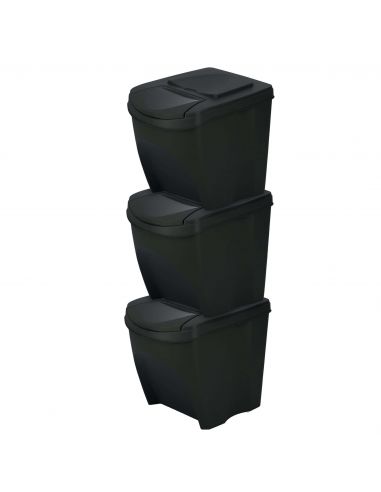 Kosze do segregacji śmieci Sortibox 3x25 l antracytowe - zestaw - IKWB25S3-S433 - Prosperplast - 2