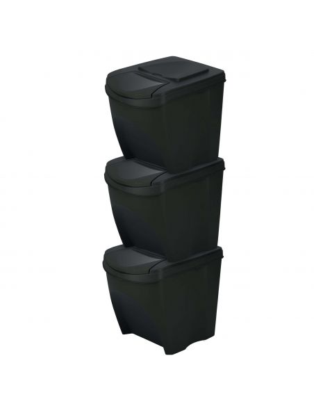 Kosze do segregacji śmieci Sortibox 3x25 l antracytowe - zestaw - IKWB25S3-S433 - Prosperplast - 2