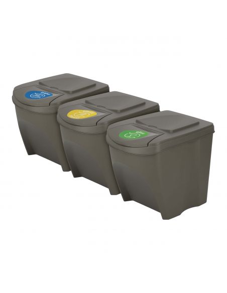 Kosze do segregacji śmieci Sortibox 3x25 l szare - zestaw - IKWB25S3-405U - Prosperplast - 1