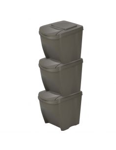Kosze do segregacji śmieci Sortibox 3x25 l szare - zestaw - IKWB25S3-405U - Prosperplast - 1 2