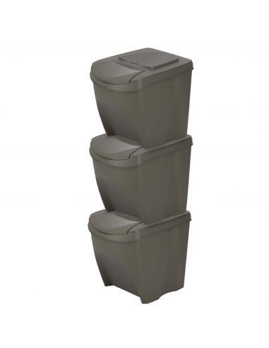 Kosze do segregacji śmieci Sortibox 3x25 l szare - zestaw - IKWB25S3-405U - Prosperplast - 2