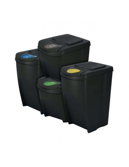 Kosze do segregacji śmieci Sortibox 2x25 l + 2x35 l antracytowe - zestaw - IKWBMS4-S433 - Prosperplast - 1