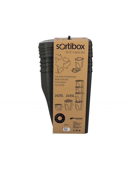 Kosze do segregacji śmieci Sortibox 2x25 l + 2x35 l antracytowe - zestaw - IKWBMS4-S433 - Prosperplast - 16