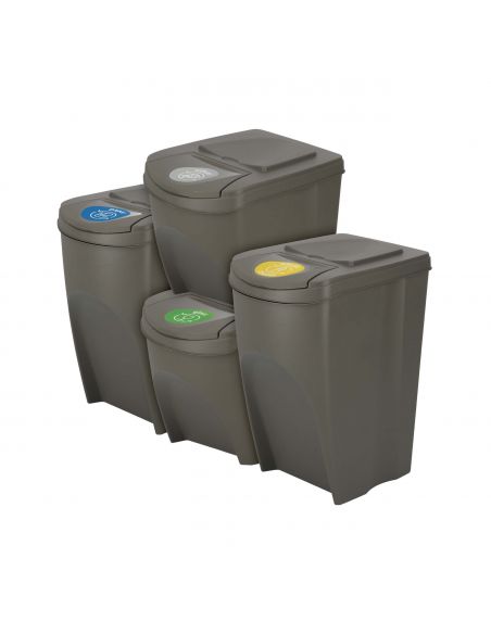 Kosze do segregacji śmieci Sortibox 2x25 l + 2x35 l szare - zestaw - IKWBMS4-405U - Prosperplast - 1