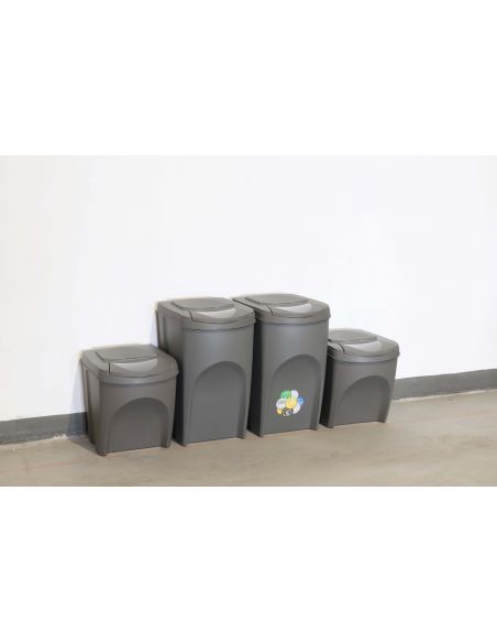 Kosze do segregacji śmieci Sortibox 2x25 l + 2x35 l szare - zestaw - IKWBMS4-405U - Prosperplast - 3