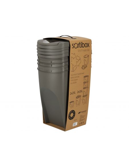 Kosze do segregacji śmieci Sortibox 2x25 l + 2x35 l szare - zestaw - IKWBMS4-405U - Prosperplast - 15