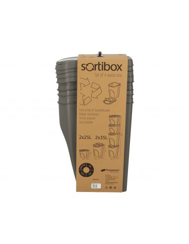 Kosze do segregacji śmieci Sortibox 2x25 l + 2x35 l szare - zestaw - IKWBMS4-405U - Prosperplast - 16
