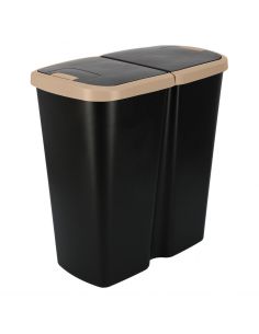 Kosz na śmieci Keden Compacta Q DUO 45 l czarny / jasny brąz - NDAB45-WG5C/S411 - Keden - 1
