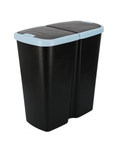Kosz na śmieci Keden Compacta Q DUO 45 l czarny / jasny niebieski - NDAB45-2717C/S411 - Keden - 1
