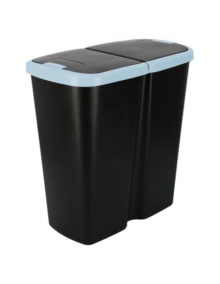 Kosz na śmieci Keden Compacta Q DUO 45 l czarny / jasny niebieski - NDAB45-2717C/S411 - Keden - 1